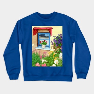 blue provencal window Crewneck Sweatshirt